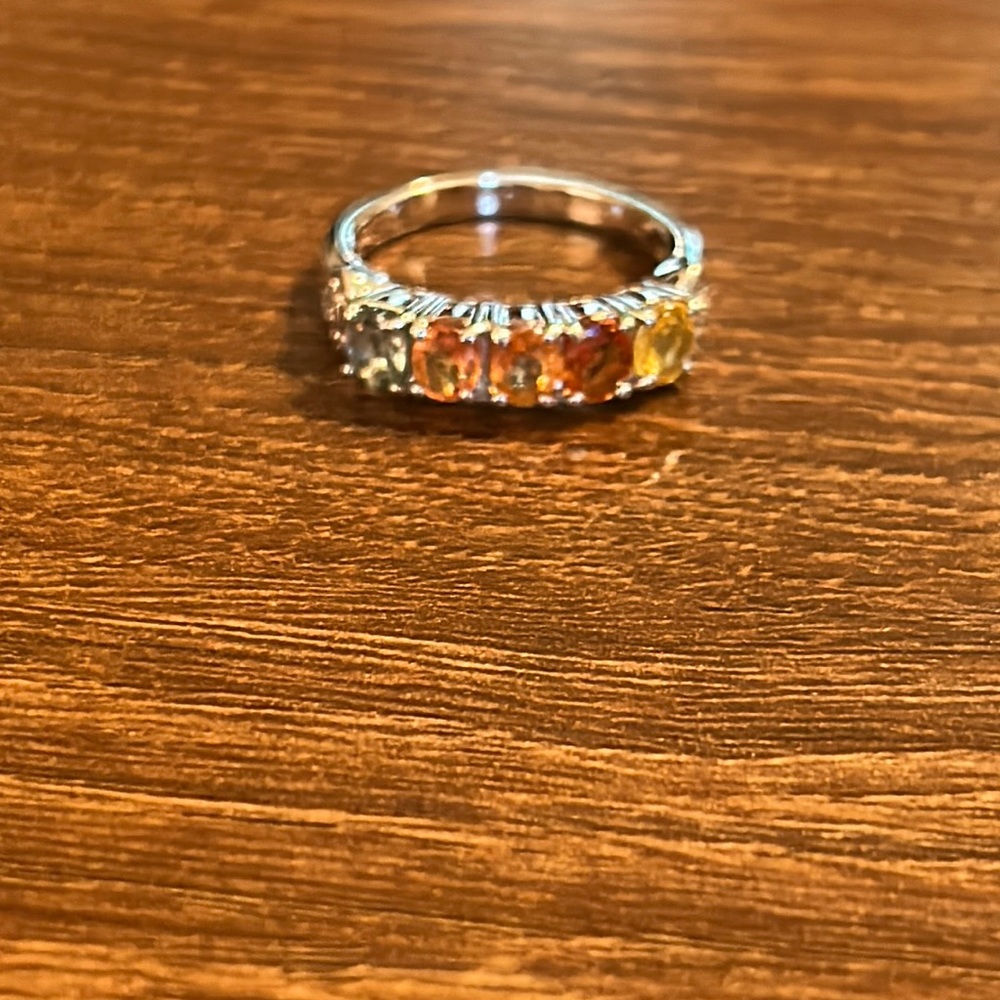 Sterling silver multi color gemstone ring